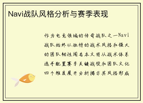Navi战队风格分析与赛季表现